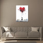 Quadro street art astratto bambina con palloncino a cuore