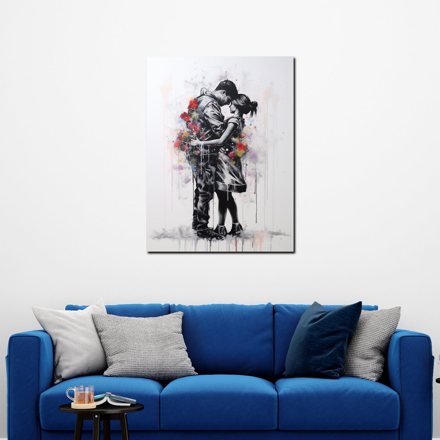 Quadro street art love astratto coppia