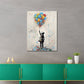 Quadro street art ragazza con palloncini colorati stile astratto