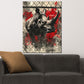 Quadro street art rinoceronte dietro la rete schizzi di colore moderno