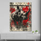 Quadro street art rinoceronte dietro la rete schizzi di colore moderno