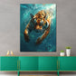 Quadro tigre nell'acqua animale selvaggio forza naturale moderno