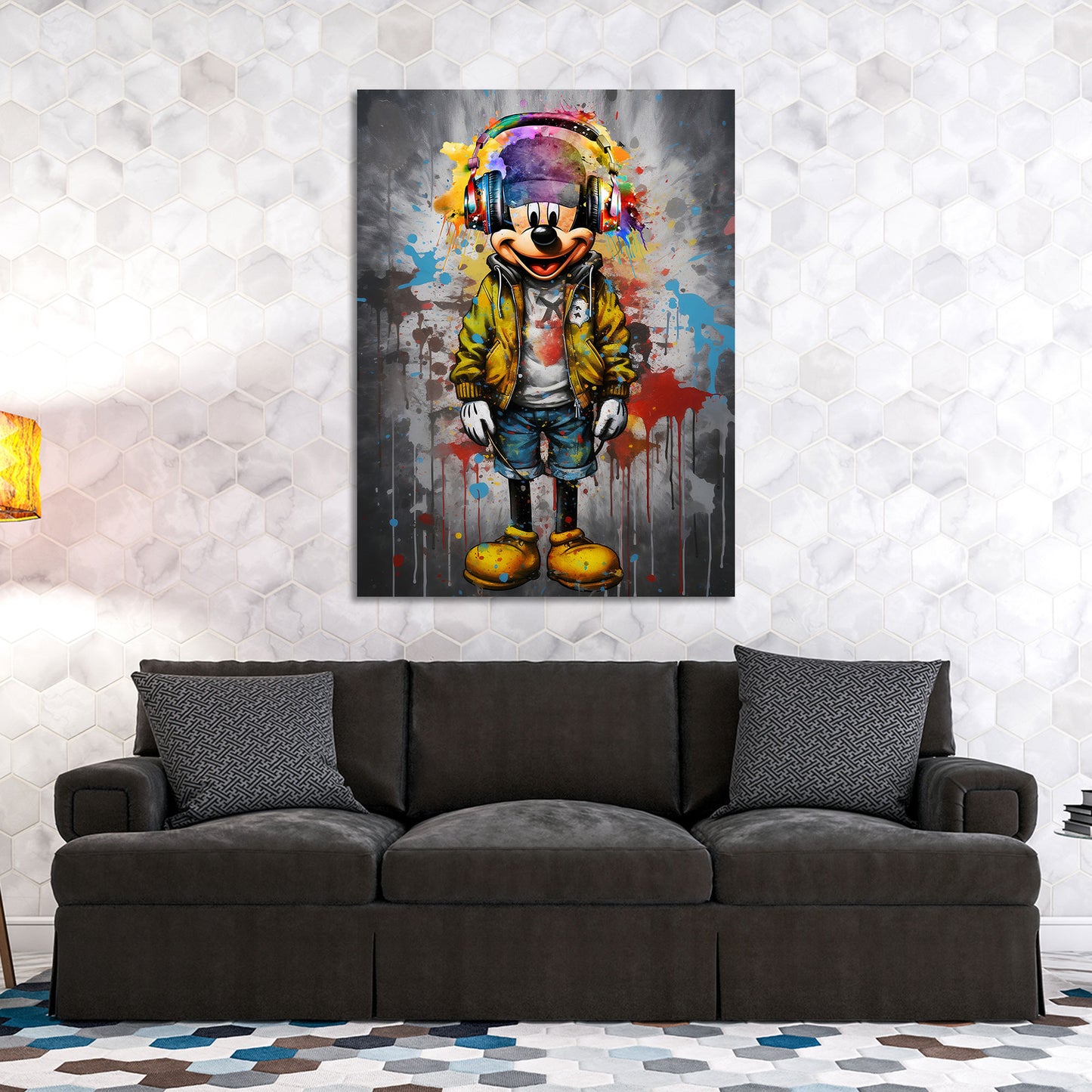 Quadro topo con cuffie Sreet Art Graffiti Pop Art
