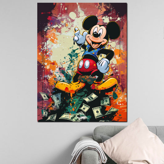 Quadro topo con soldi in stile Pop Art