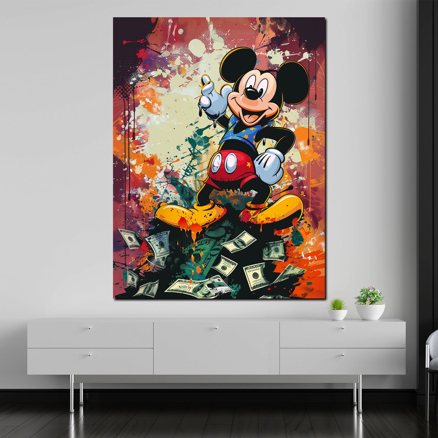 Quadro topo con soldi in stile Pop Art