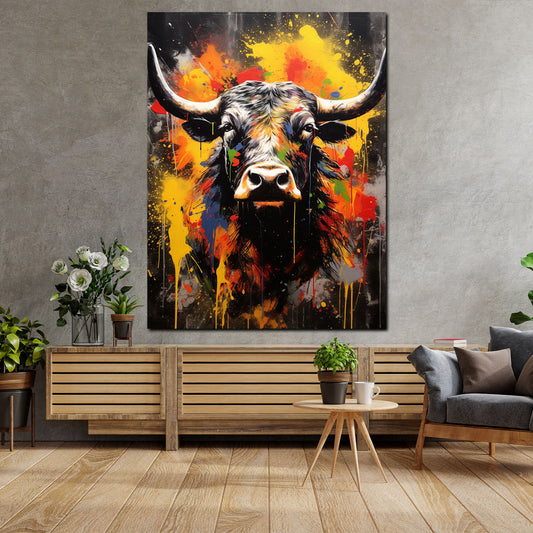 Quadro toro pop art splatter astratto