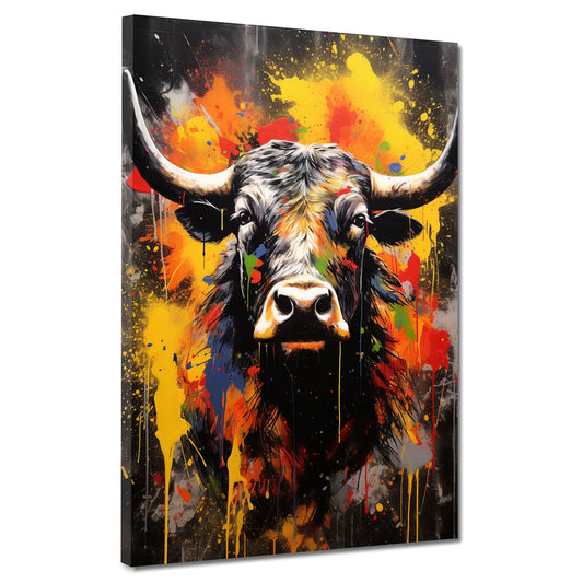 Quadro toro pop art splatter astratto