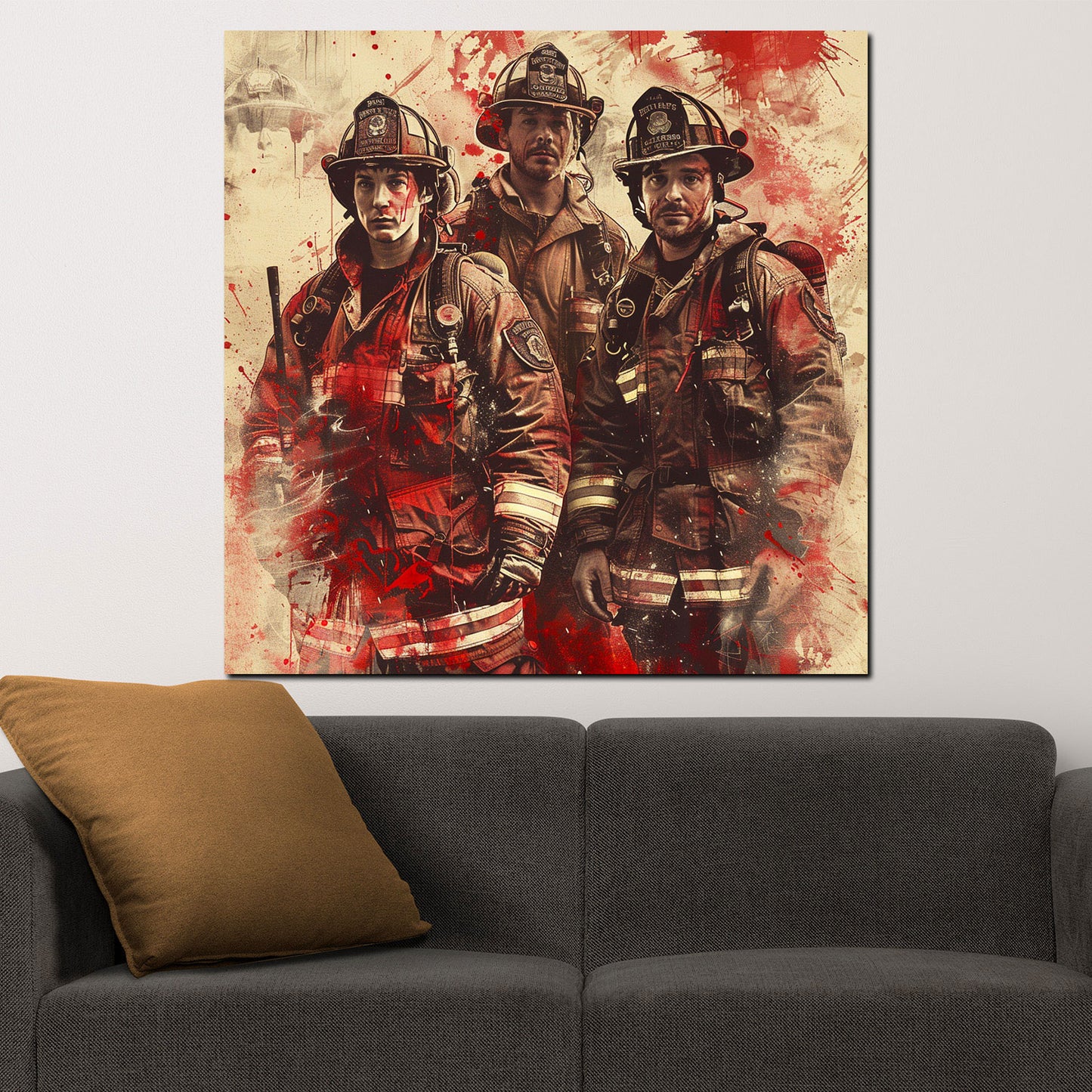 Quadro vigili del fuoco astratto red style