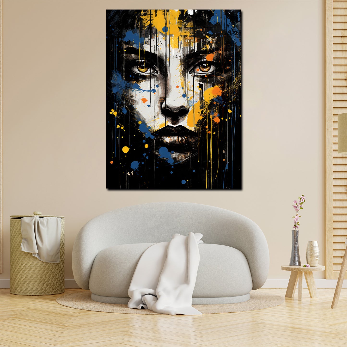 Quadro viso astratto frontale pop art style