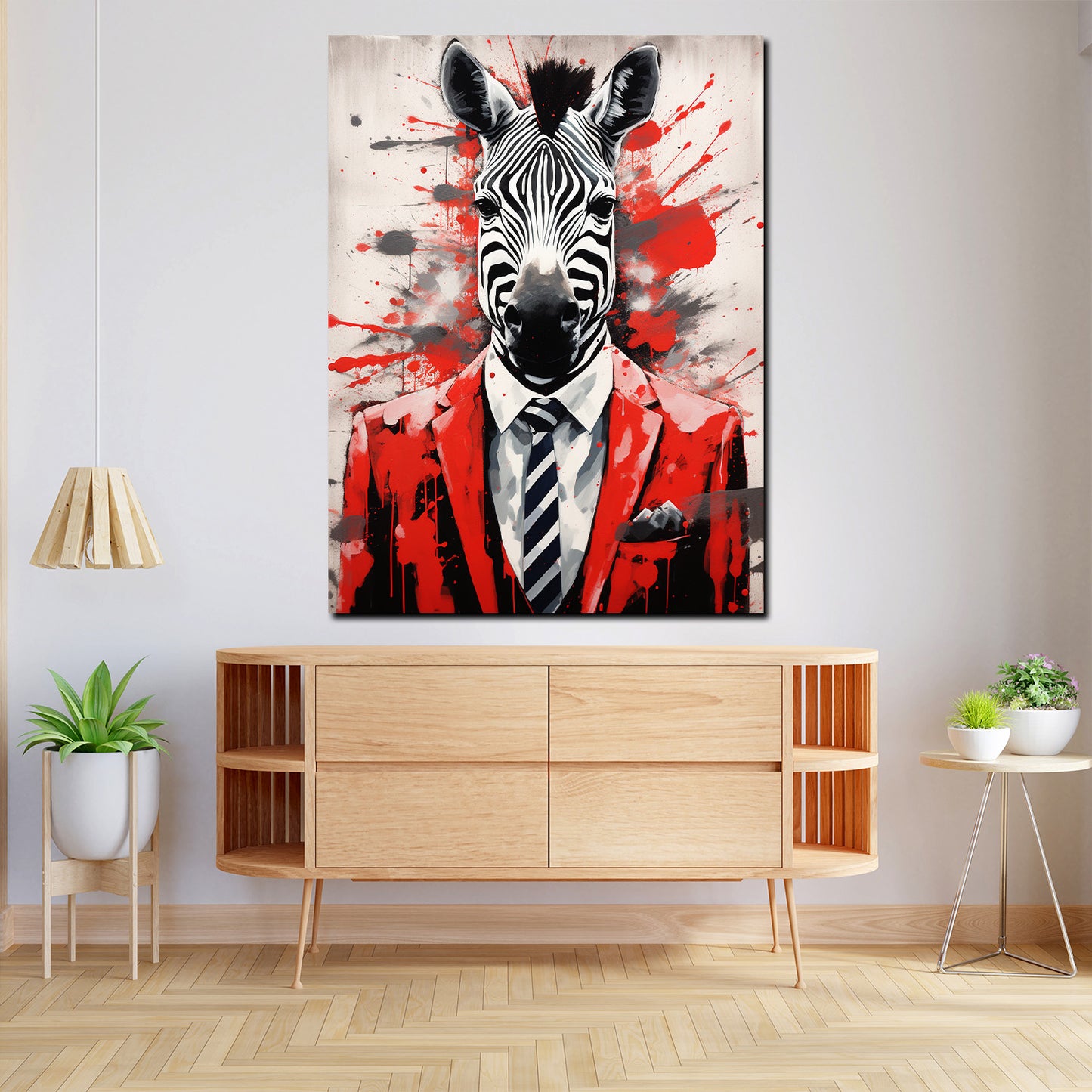 Quadro zebra astratto in abito pop art black style