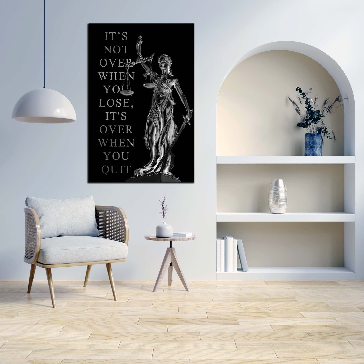 Quadro moderno Justitia, IT Is Not Over When You Lose, It Is Over When You Quit Silver Edition