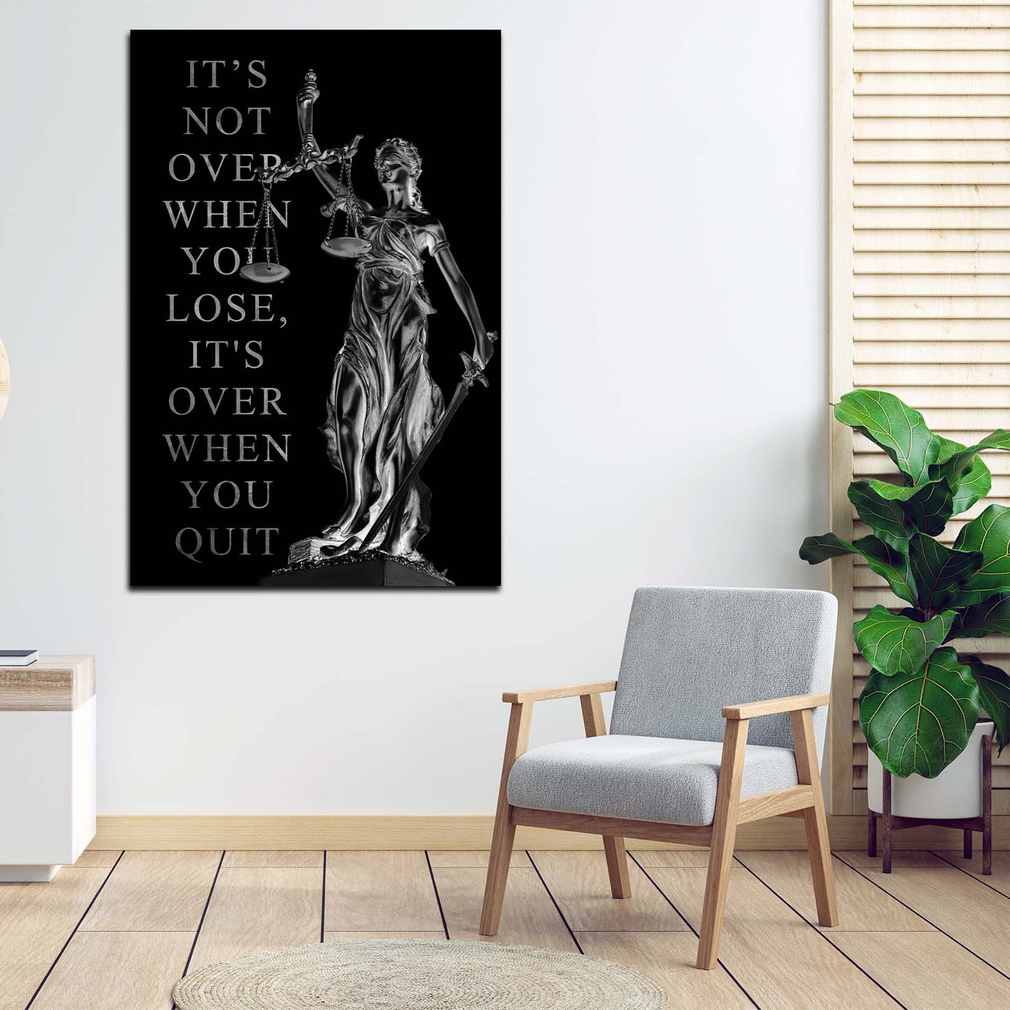 Quadro moderno Justitia, IT Is Not Over When You Lose, It Is Over When You Quit Silver Edition