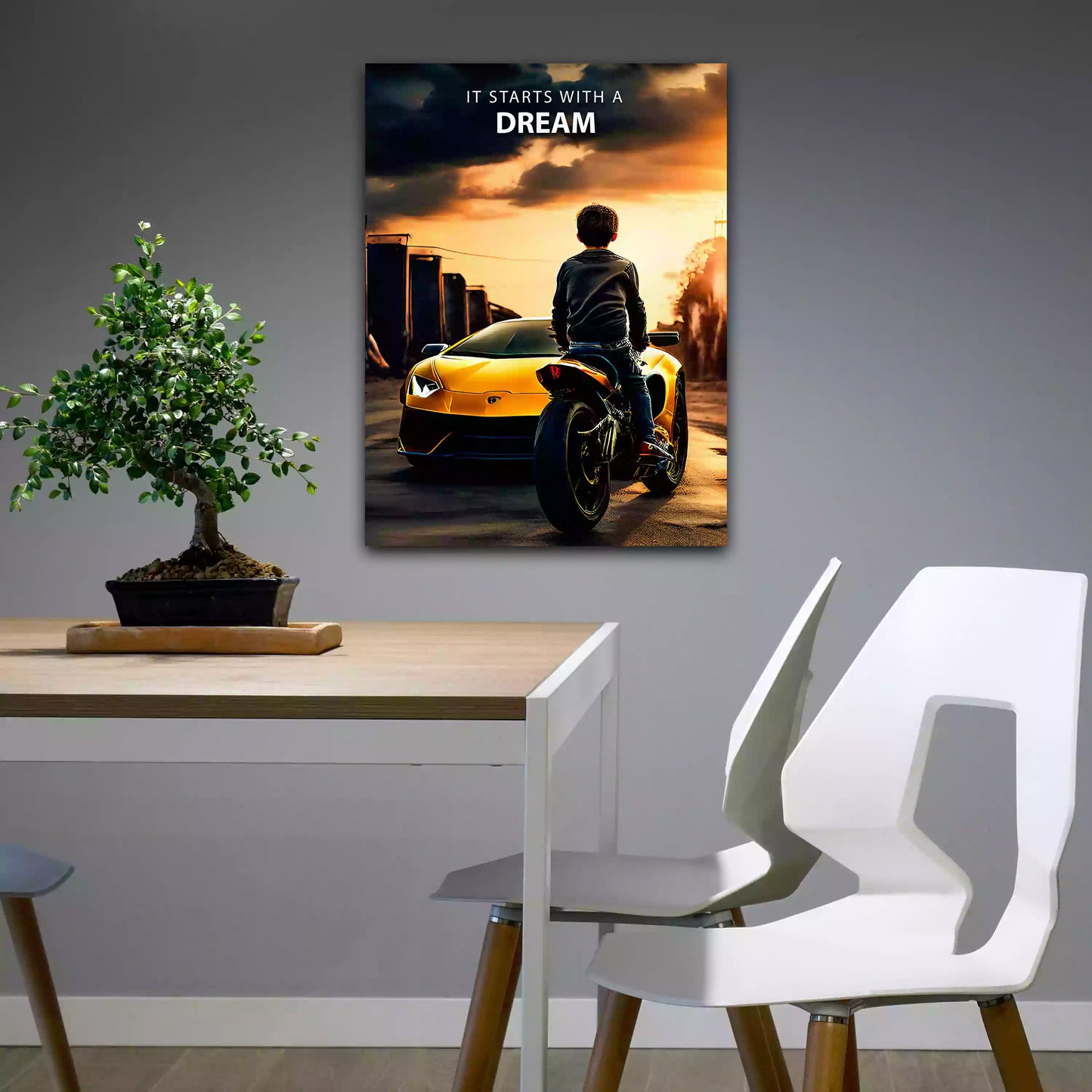 Quadro auto sportiva moto citazione ispirazione successo ragazzo