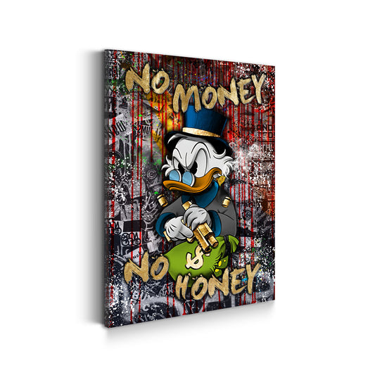Quadro stampa su tela moderno No Money No Honey Duck Pop Art Style