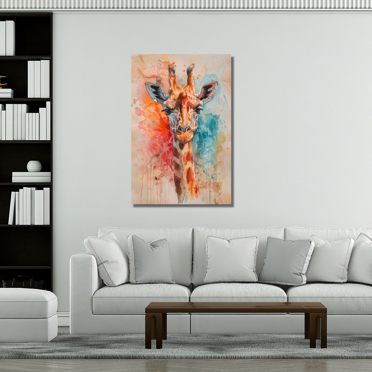Acquerello giraffa colorato con colori brillanti quadro
