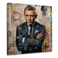 Agente 007 a braccia conserte davanti a muro graffiti quadro