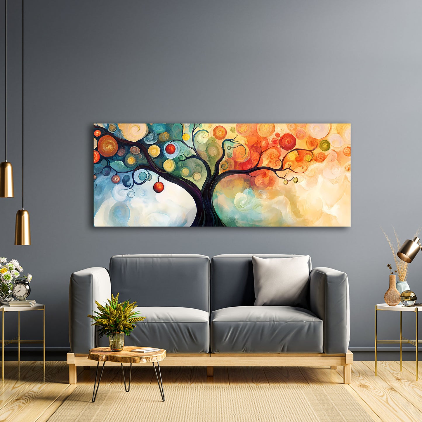 Albero astratto arte moderna dai colori caldi quadro