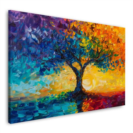 Albero della vita in blu e arancio espressivo quadro