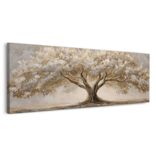 Albero paesaggio natura foglie dorate arte panoramica elegante quadro