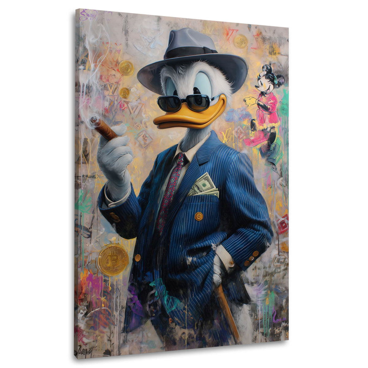 Anatra in giacca e cravatta con sigaro e soldi Pop Art quadro