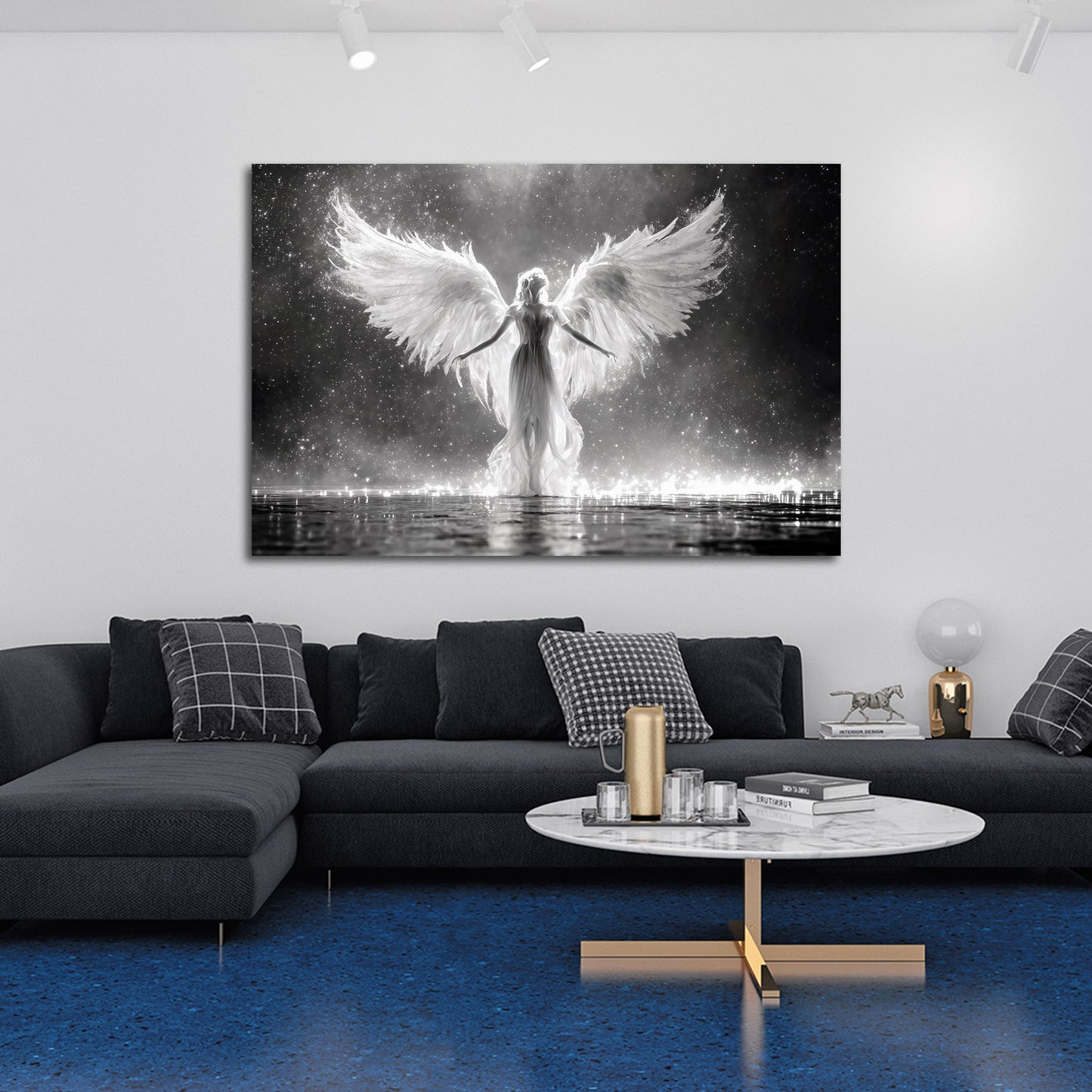 Angelo ali luce bianco nero cielo mistico arte quadro
