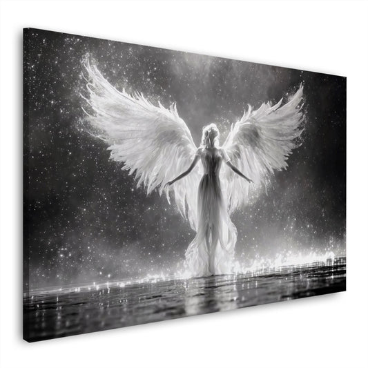 Angelo ali luce bianco nero cielo mistico arte quadro