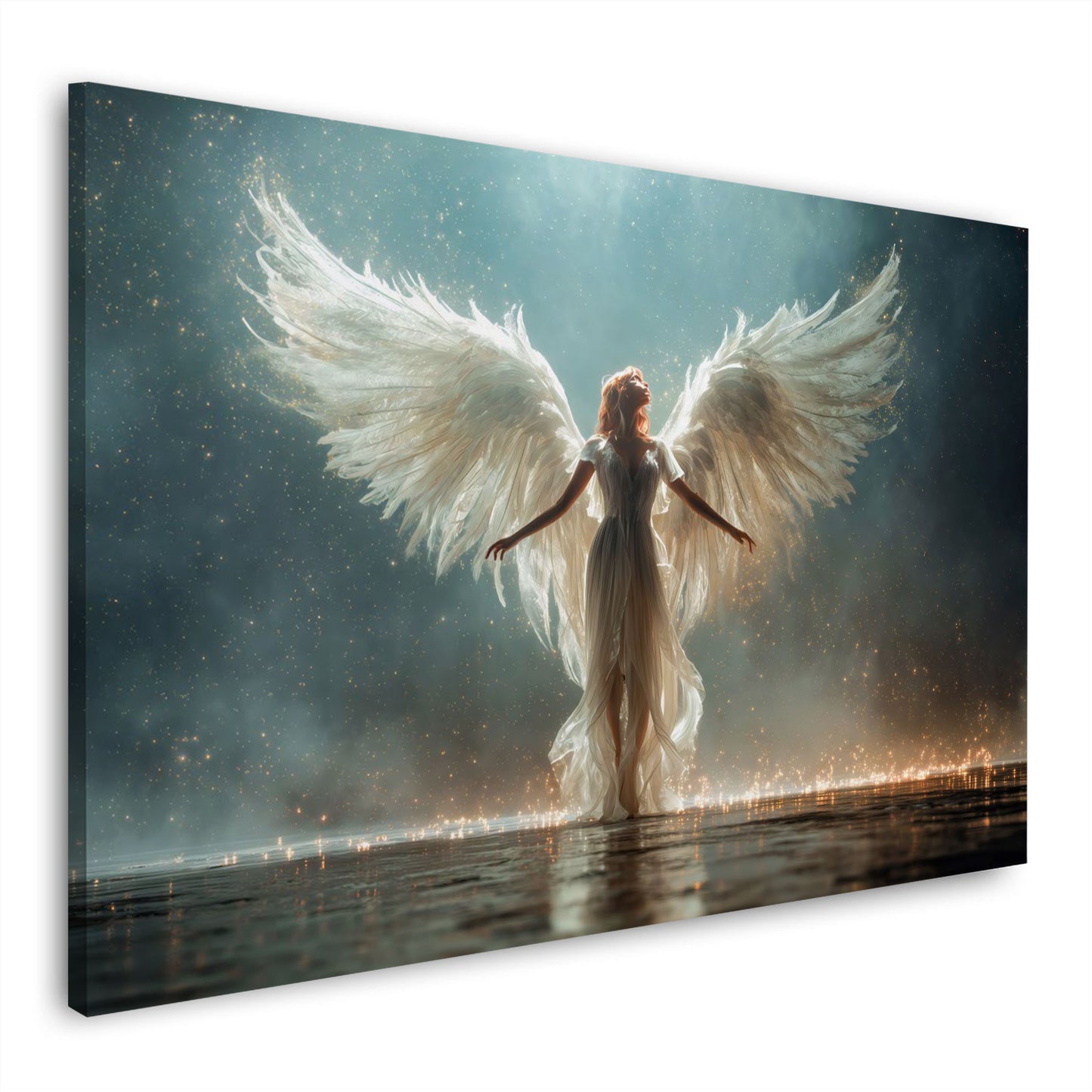 Angelo ali luce oro atmosfera mistica eleganza quadro