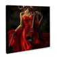 Arte femminile elegante con violino e abito rosso quadro