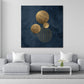 Arte geometrica astratta cerchi oro e blu quadro