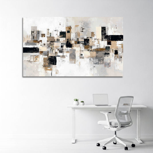 Astratta Città geometrica colori neutri moderno quadro