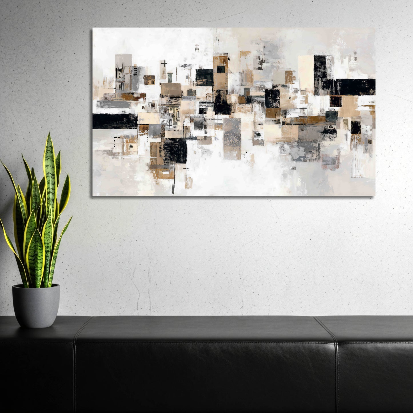 Astratta Città geometrica colori neutri moderno quadro
