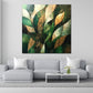 Astratto foglie verdi dorate quadro