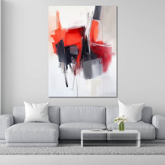 Astratta rosso nero forme moderne sfondo chiaro quadro