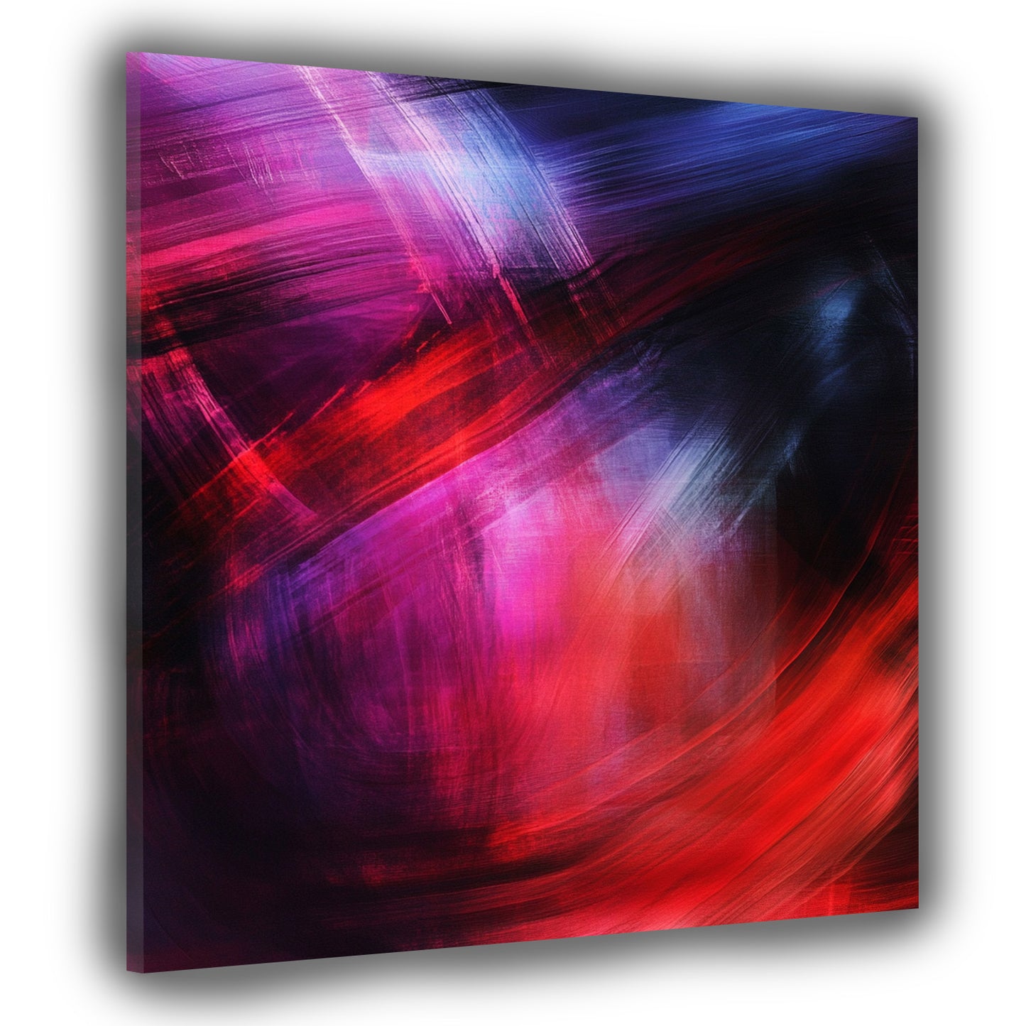 Astratta rosso viola blu pennellate in movimento su sfondo scuro quadro