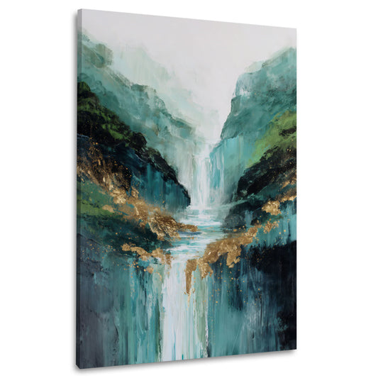 Astratto paesaggio cascata montagna fiume natura turchese quadro
