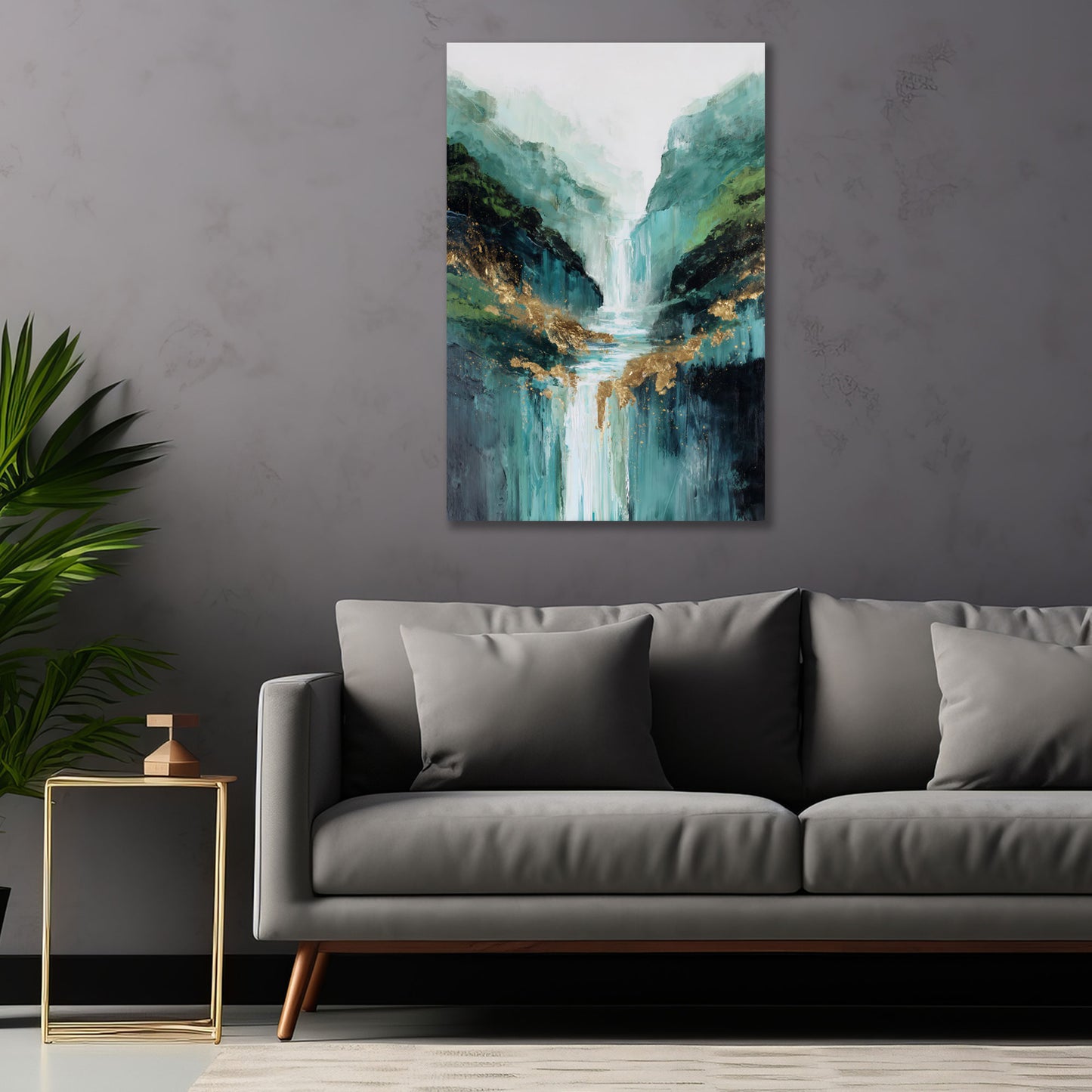 Astratto paesaggio cascata montagna fiume natura turchese quadro