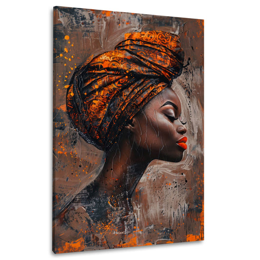 Astratto ritratto donna africana profilo labbra rosse quadro