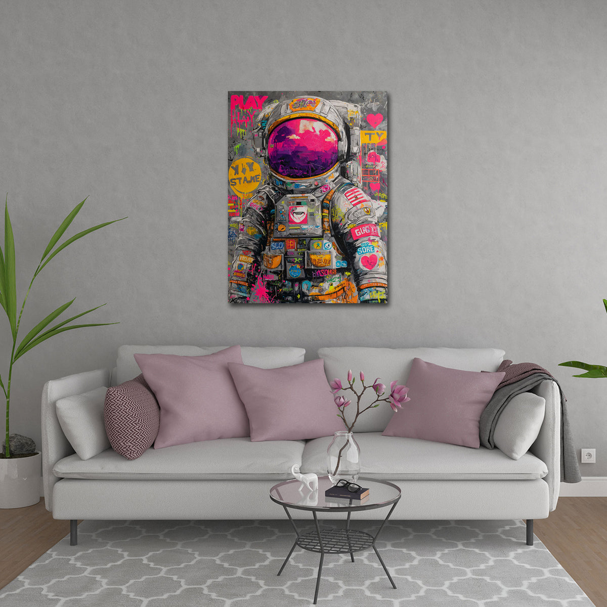 Astronauta pop art colori vivaci spazio futuristico arte moderna quadro