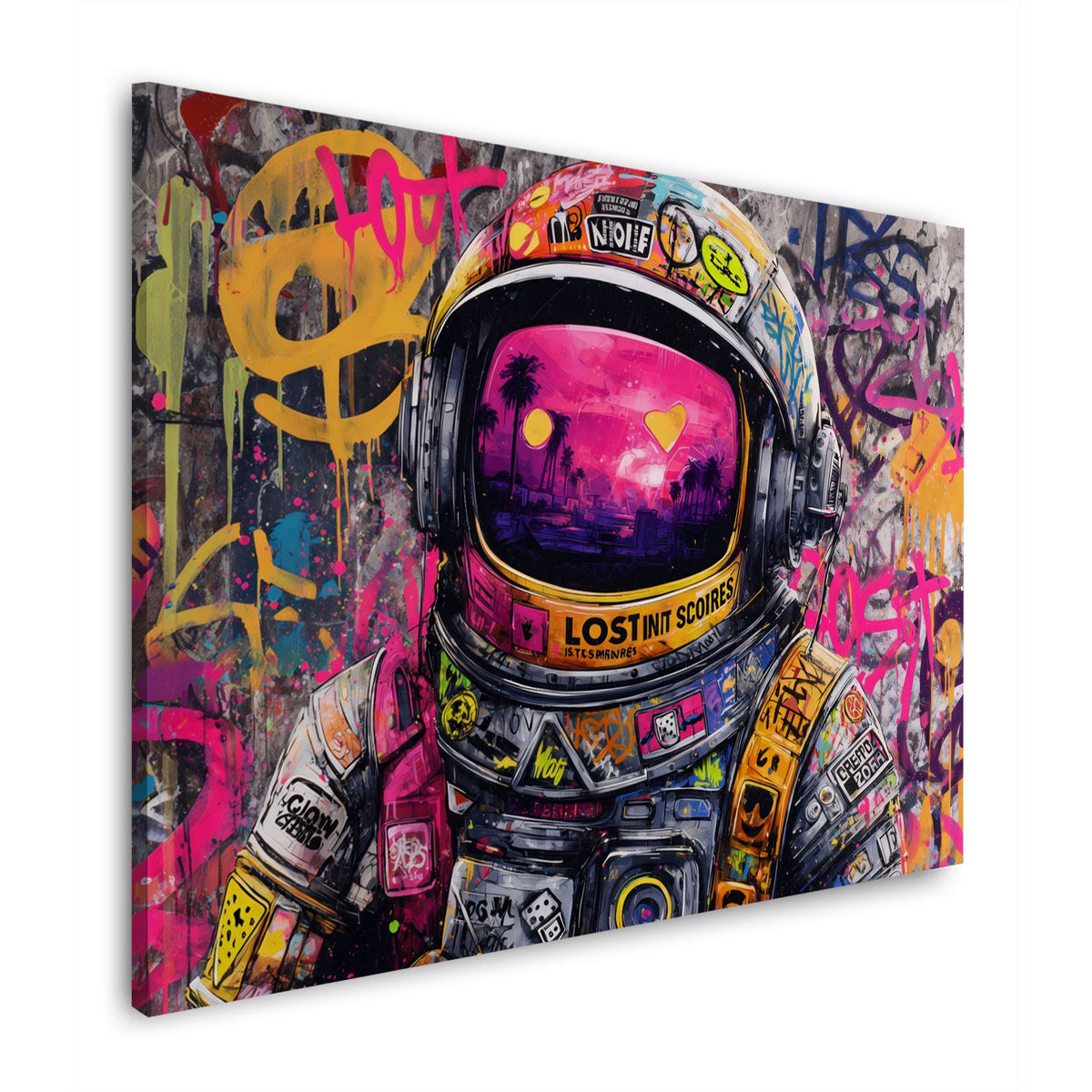 Astronauta pop art street art colori neon spazio moderna quadro