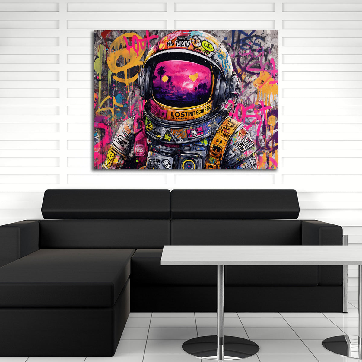 Astronauta pop art street art colori neon spazio moderna quadro