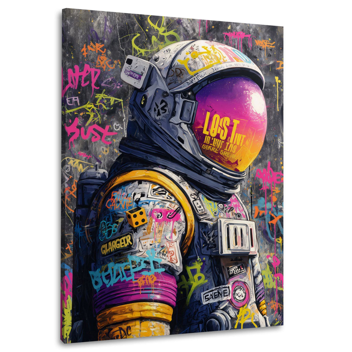 Astronauta pop art street art profilo colori neon spazio quadro