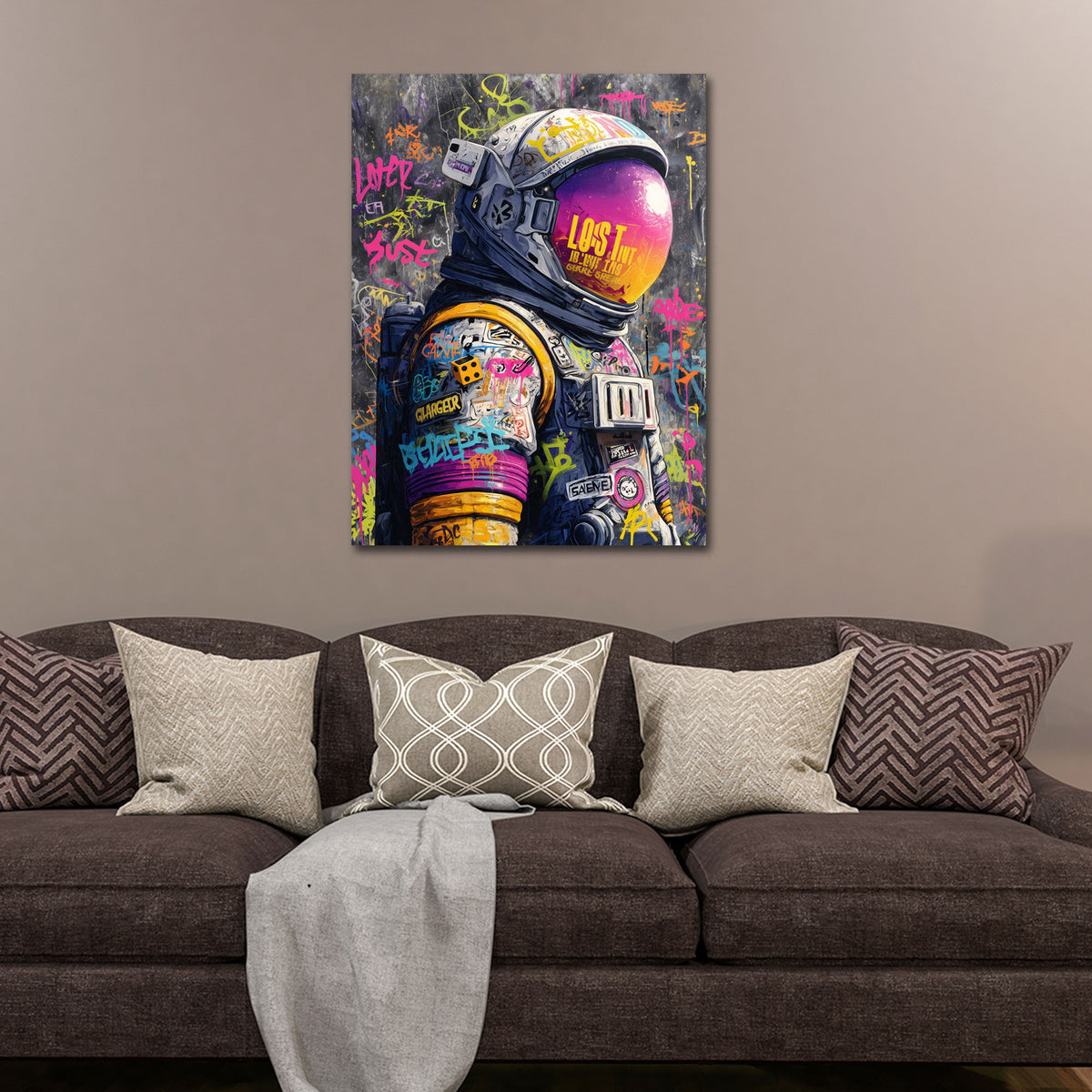 Astronauta pop art street art profilo colori neon spazio quadro