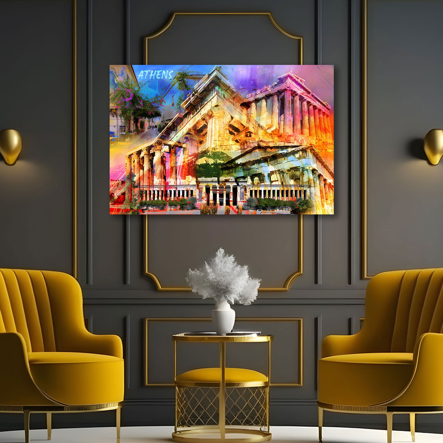 Atene architettura antica templi colori vivaci quadro