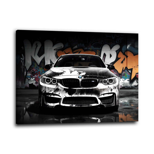 Auto bianco e nero arte urbana graffiti moderno quadro