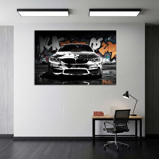Auto bianco e nero arte urbana graffiti moderno quadro