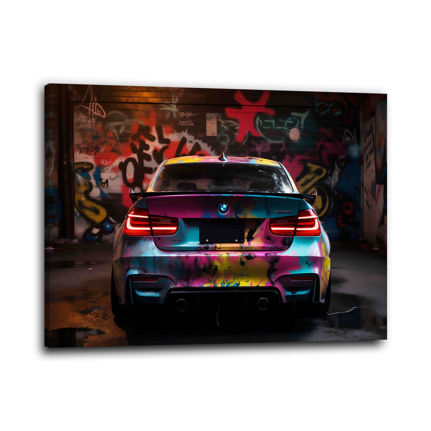 Auto BMW colorato arte urbana vista posteriore quadro