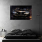 Auto BMW nero e oro riflessi notturni luminosi quadro