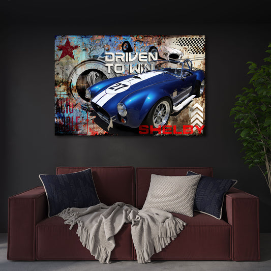 Auto d’epoca blu corsa design vintage quadro