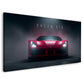 Auto sportiva Ferrari rossa in primo piano motivazionale quadro