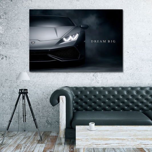 Auto sportiva parte anteriore al buio motivazione Dream Big quadro